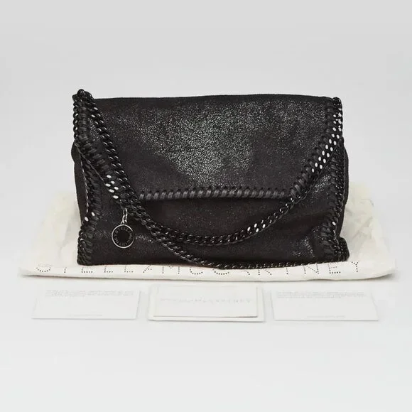 Stella McCartney Black Shaggy Dear Faux Leather Mini Falabella Bag
